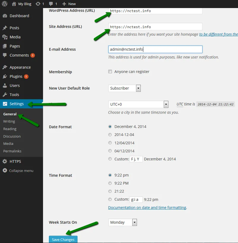 Namecheap WordPress HTTPS settings