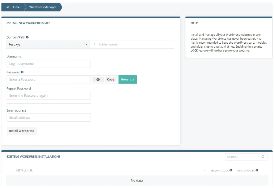 ScalaHosting SWordPress Manager