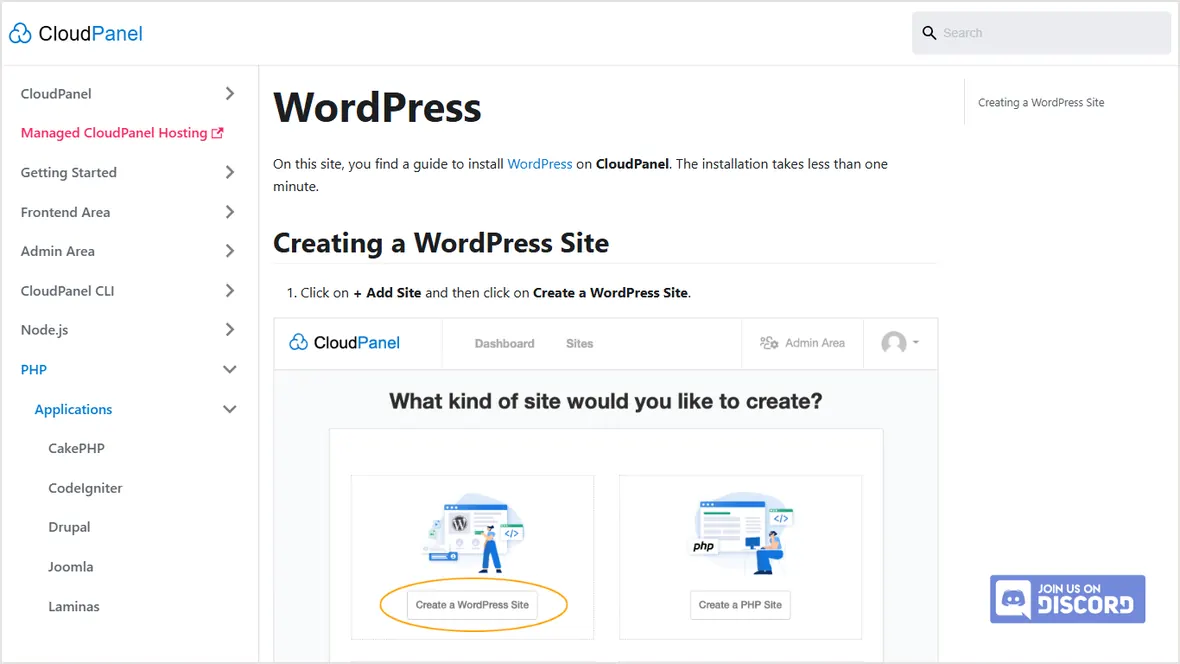 CloudPanel WordPress application documentation