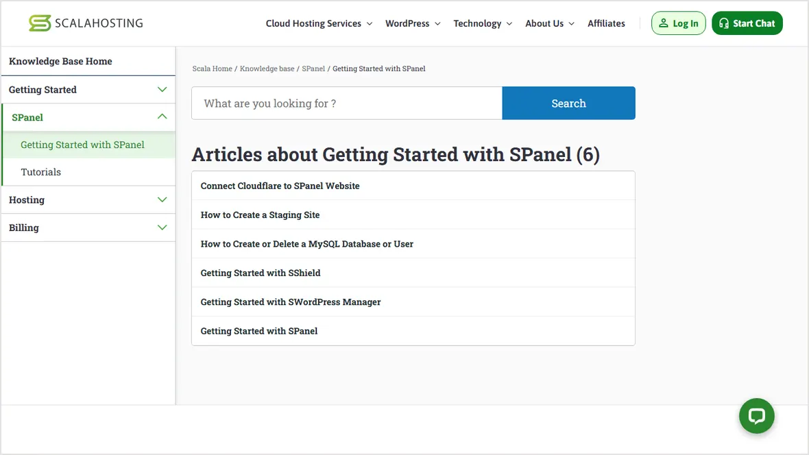 ScalaHosting SPanel getting started source